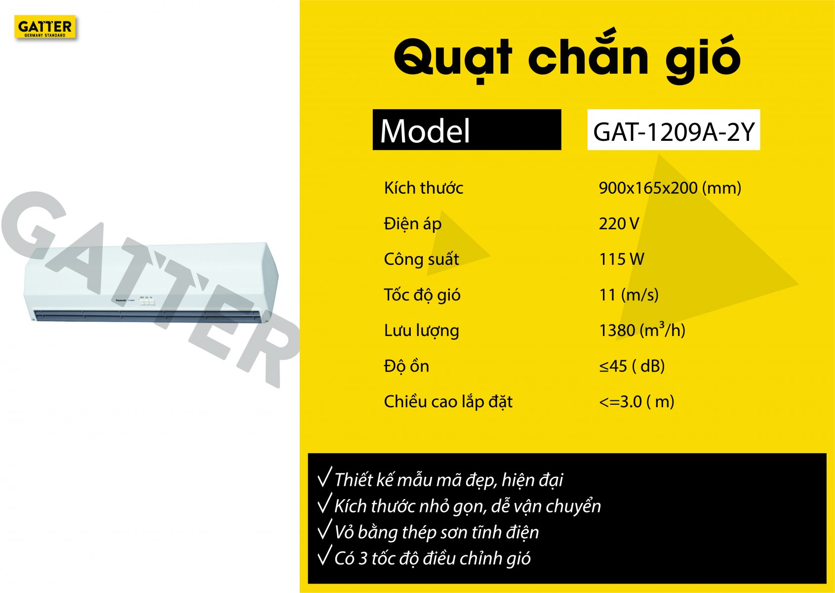 Quạt chắn gió GAT-1209A-2Y