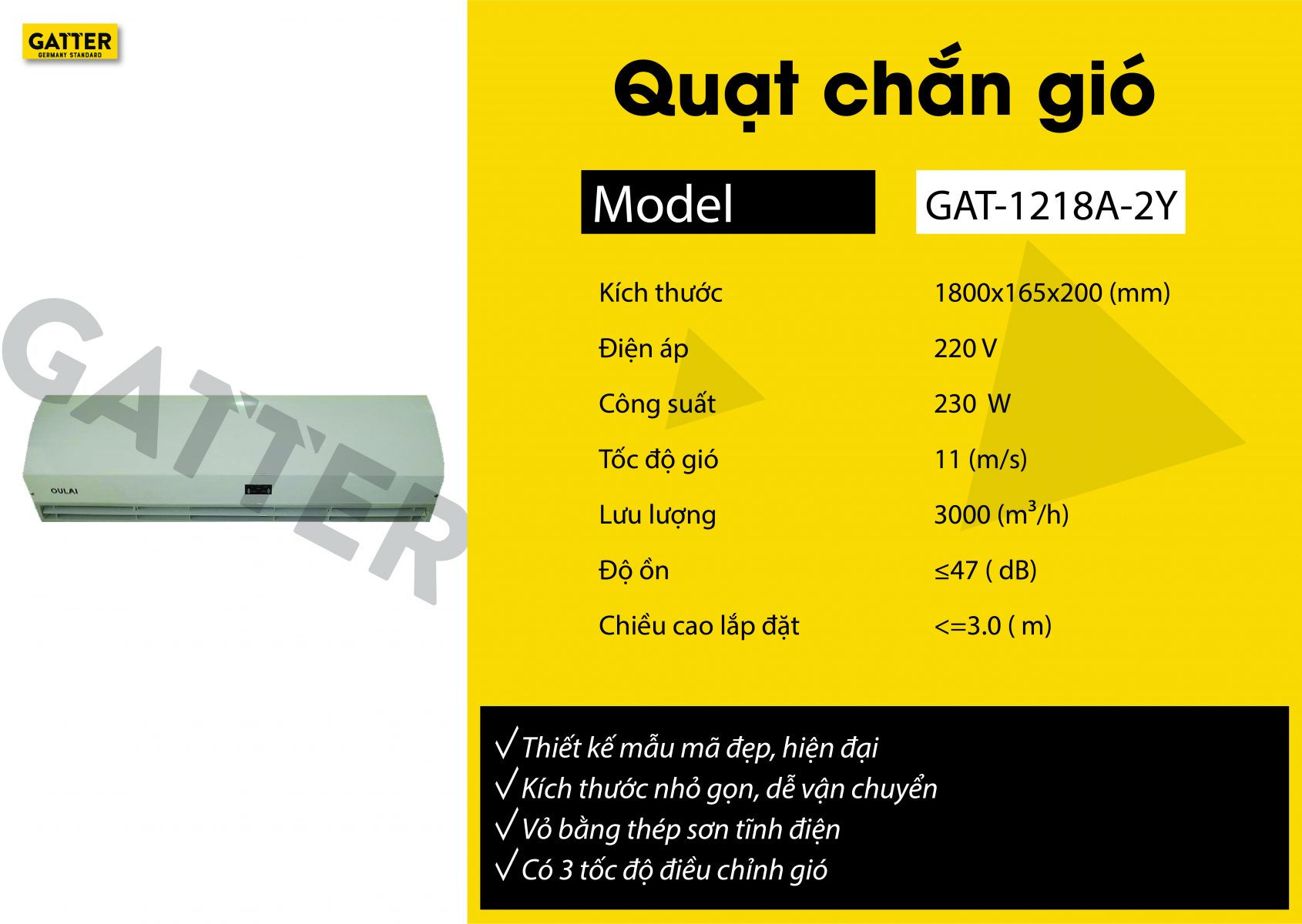 Quạt chắn gió GAT-1218A-2Y