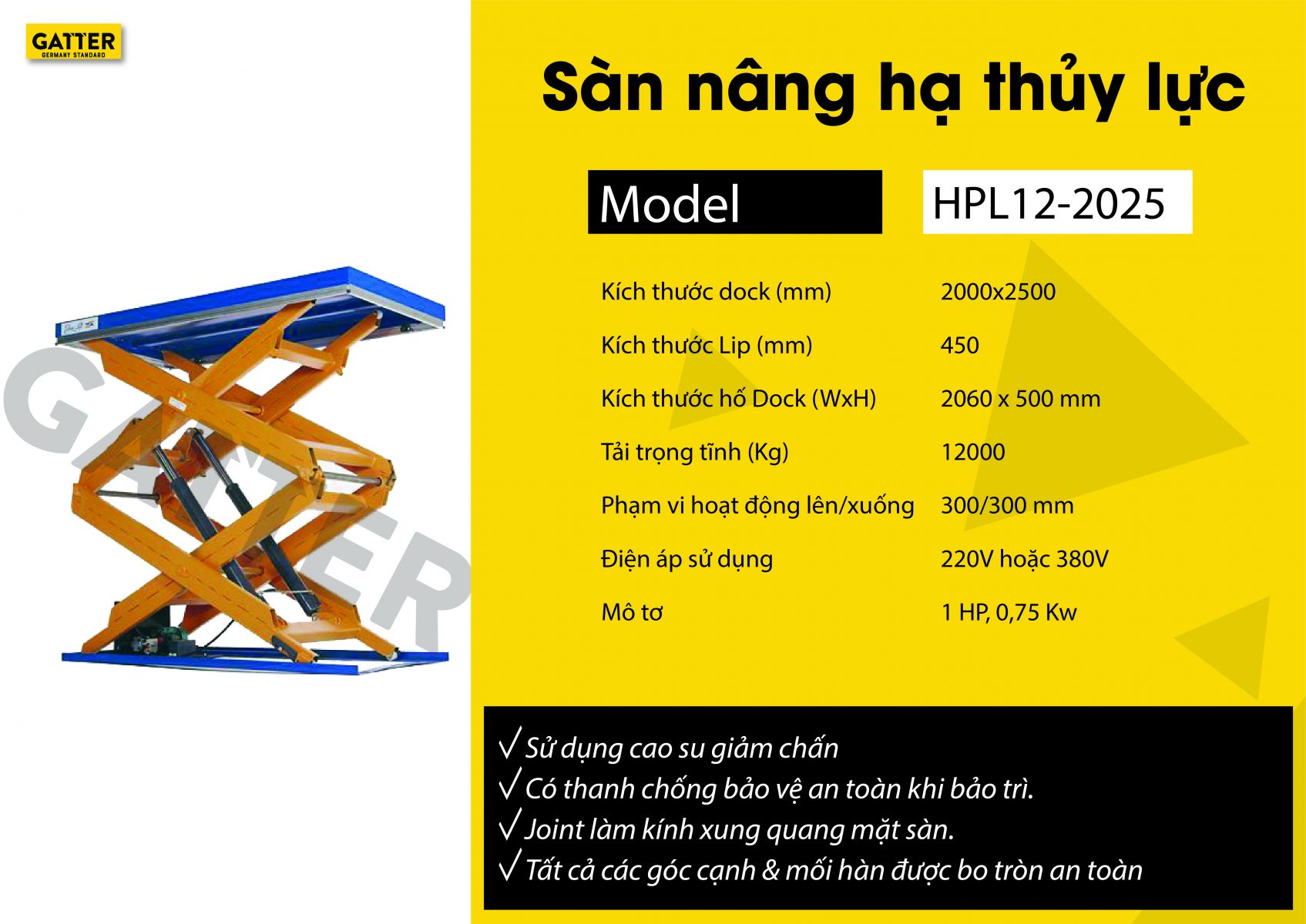 Sàn nâng hạ GAT-HLP12-2025