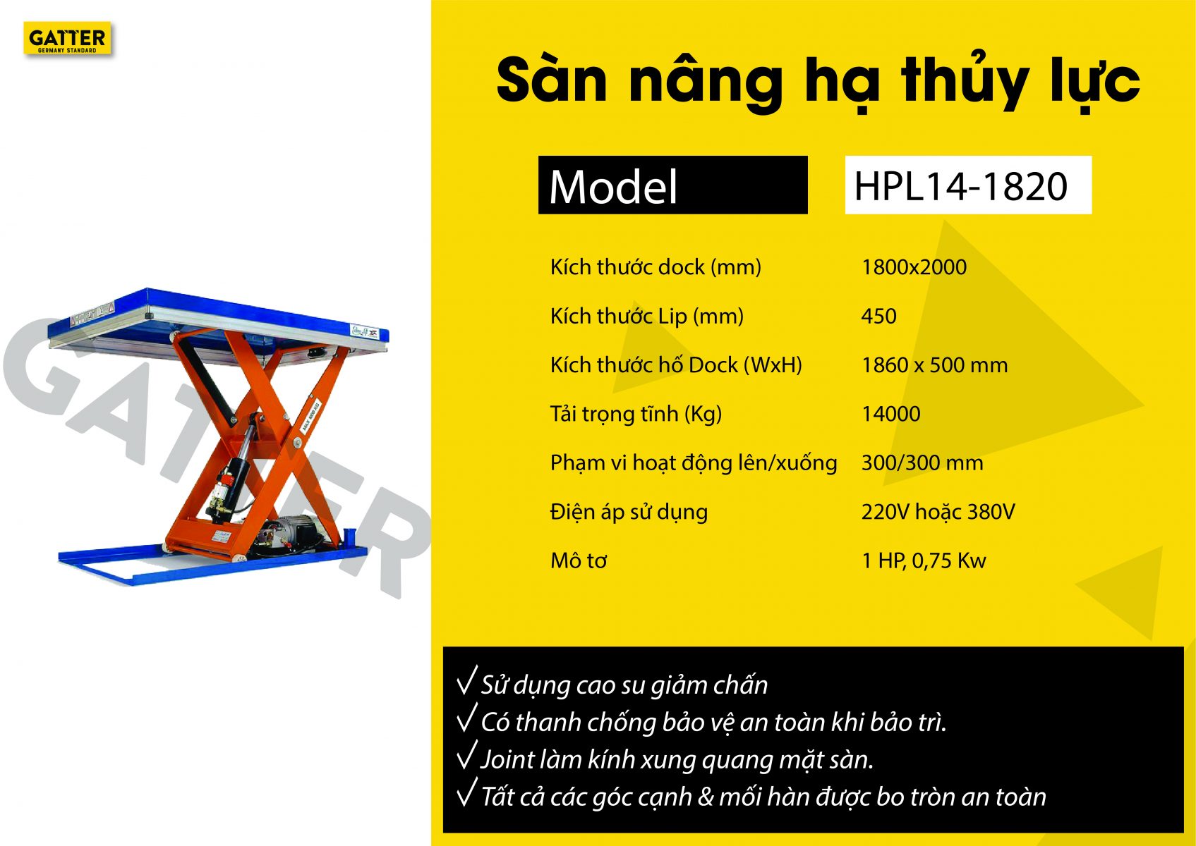 Sàn nâng hạ GAT-HLP14-1820