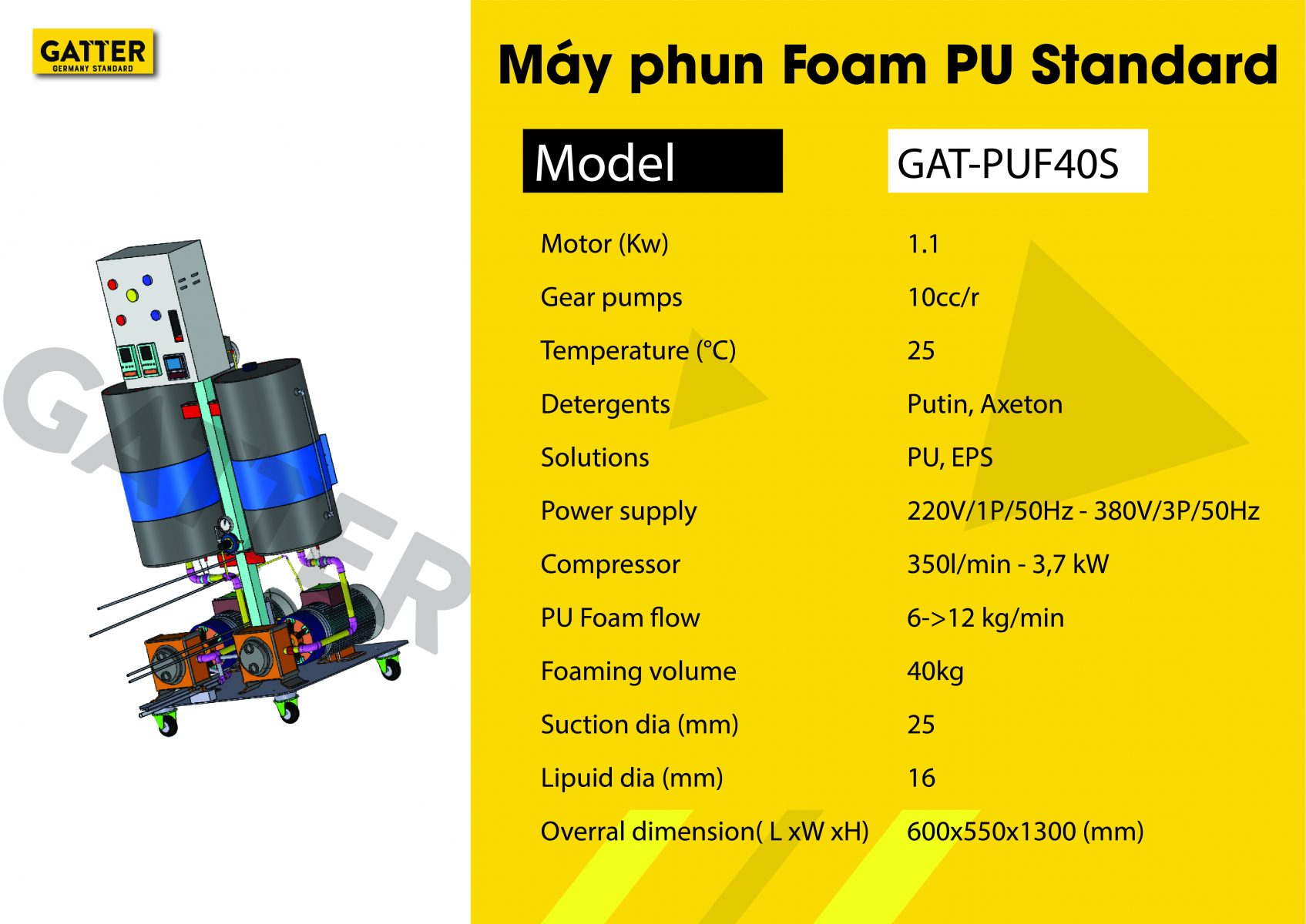 Máy phun Foam Standard GAT-PUF40S